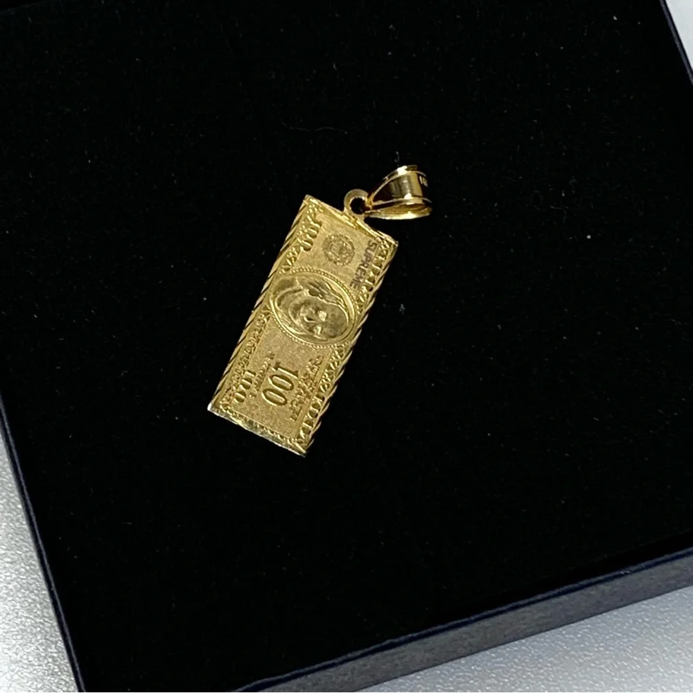 Authentic SUPREME 14K Solid Gold $100 Bill Dollar Pendant